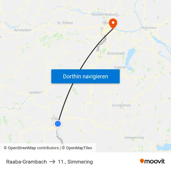 Raaba-Grambach to 11., Simmering map