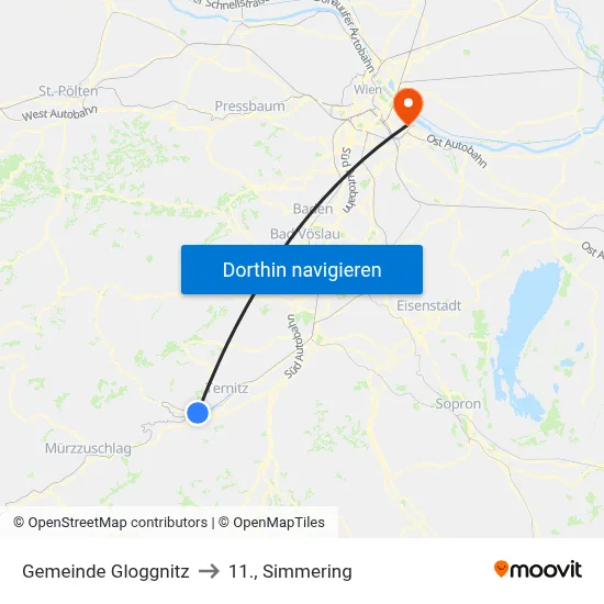 Gemeinde Gloggnitz to 11., Simmering map