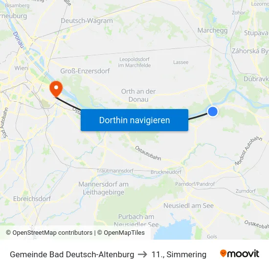 Gemeinde Bad Deutsch-Altenburg to 11., Simmering map