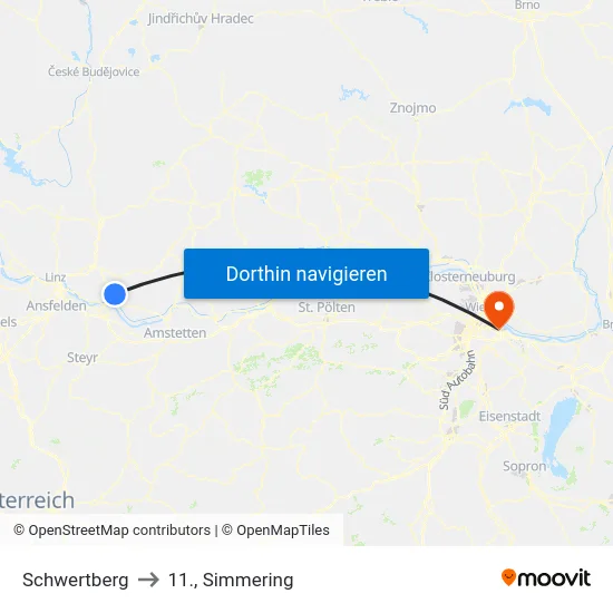 Schwertberg to 11., Simmering map