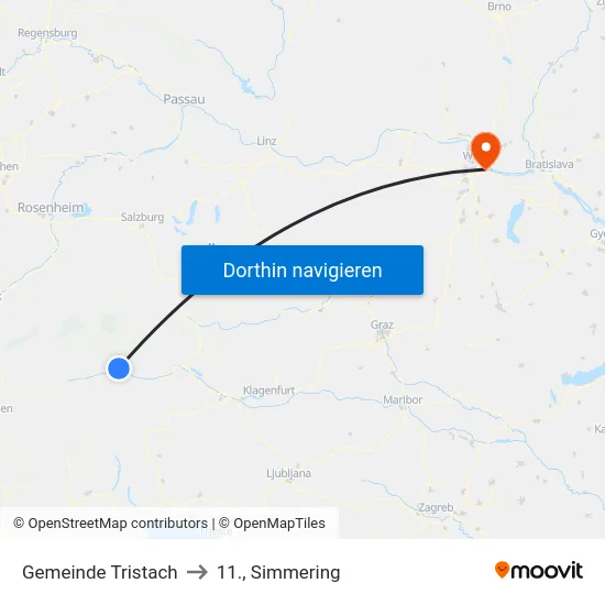 Gemeinde Tristach to 11., Simmering map