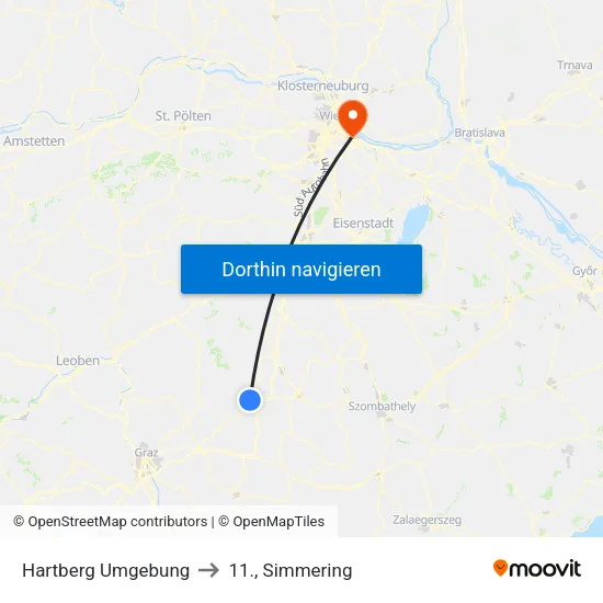 Hartberg Umgebung to 11., Simmering map