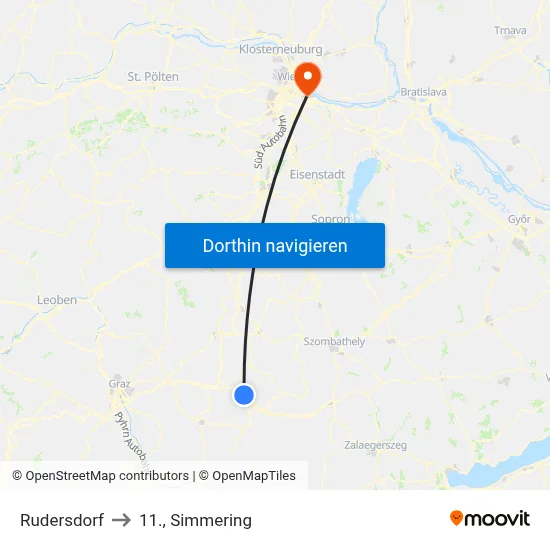Rudersdorf to 11., Simmering map