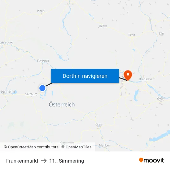 Frankenmarkt to 11., Simmering map