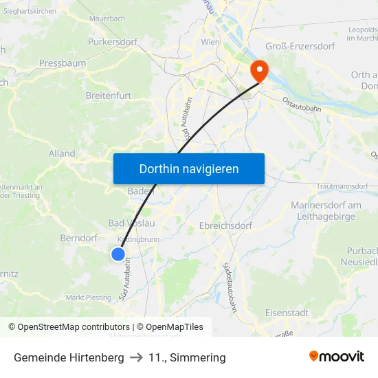 Gemeinde Hirtenberg to 11., Simmering map