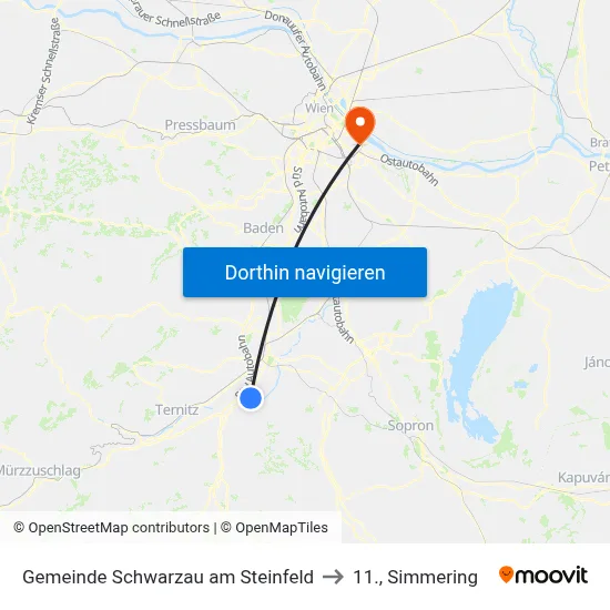 Gemeinde Schwarzau am Steinfeld to 11., Simmering map