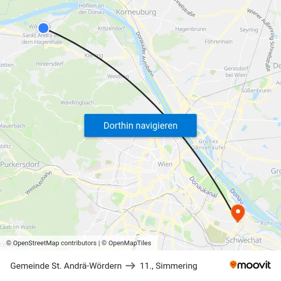 Gemeinde St. Andrä-Wördern to 11., Simmering map