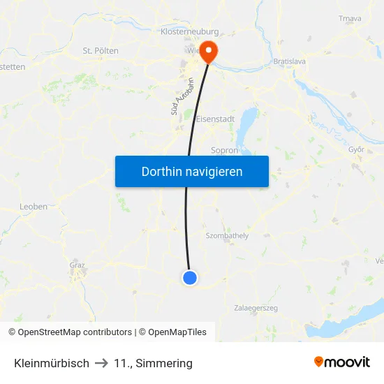 Kleinmürbisch to 11., Simmering map