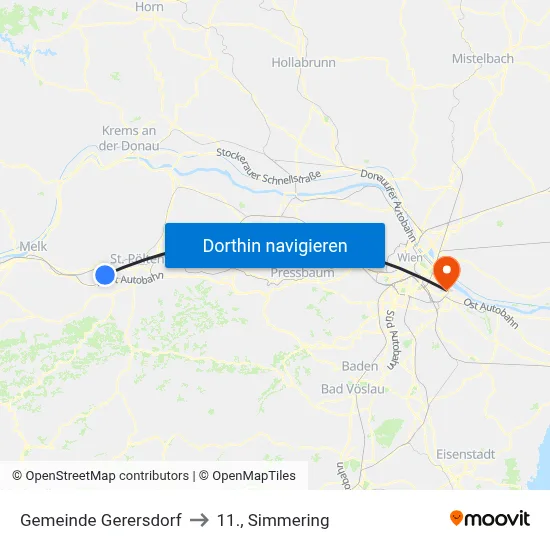 Gemeinde Gerersdorf to 11., Simmering map