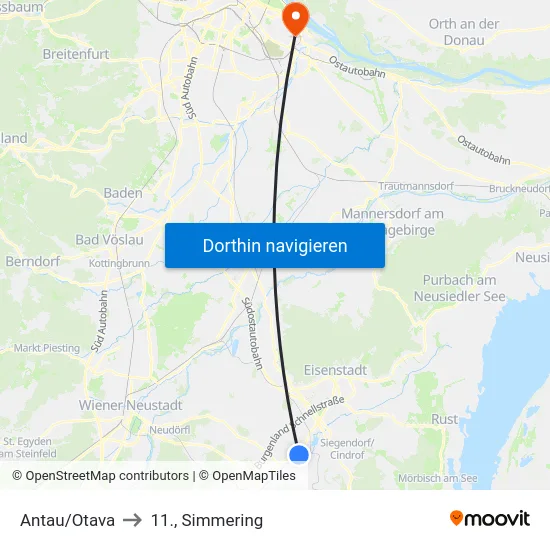 Antau/Otava to 11., Simmering map