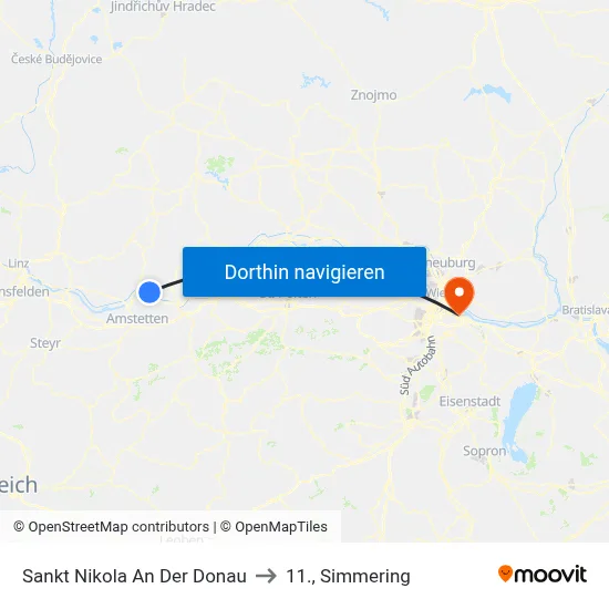Sankt Nikola An Der Donau to 11., Simmering map