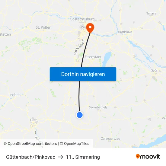 Güttenbach/Pinkovac to 11., Simmering map