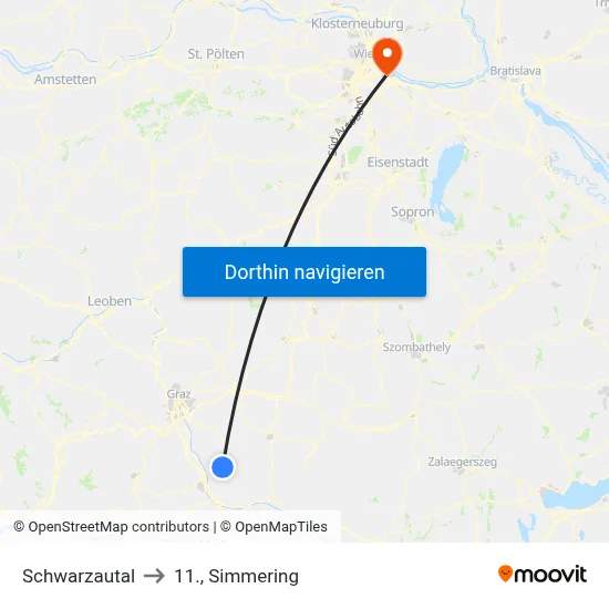 Schwarzautal to 11., Simmering map