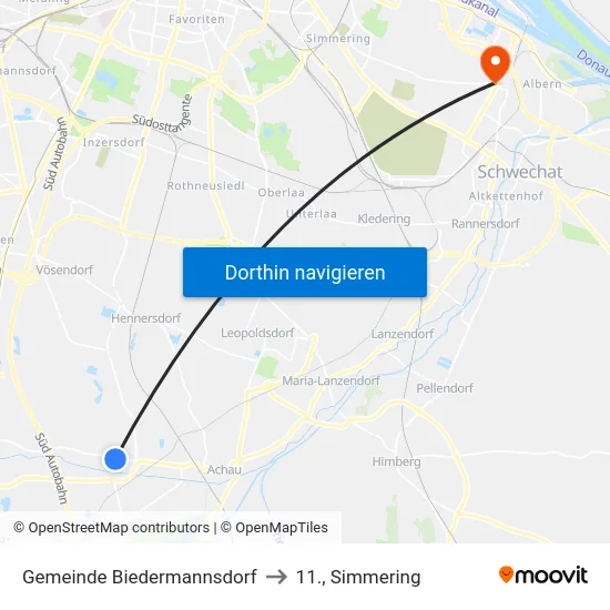 Gemeinde Biedermannsdorf to 11., Simmering map