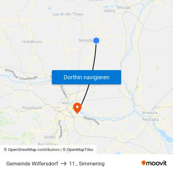 Gemeinde Wilfersdorf to 11., Simmering map