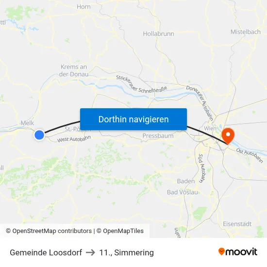 Gemeinde Loosdorf to 11., Simmering map