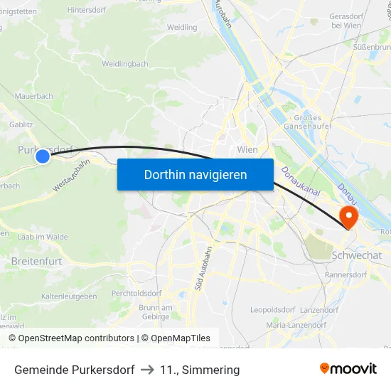 Gemeinde Purkersdorf to 11., Simmering map