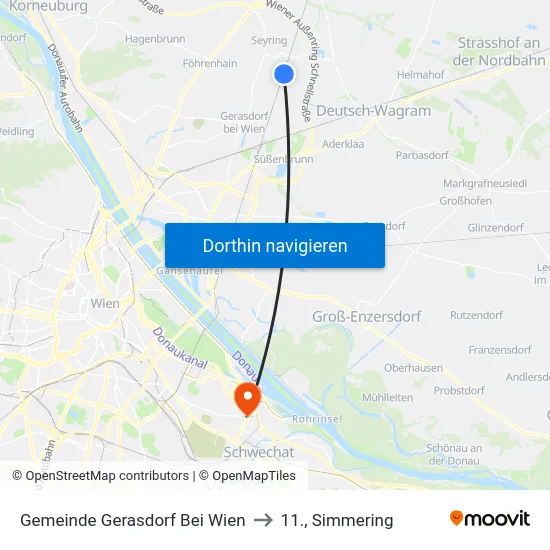 Gemeinde Gerasdorf Bei Wien to 11., Simmering map