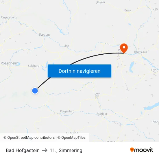 Bad Hofgastein to 11., Simmering map