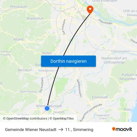 Gemeinde Wiener Neustadt to 11., Simmering map