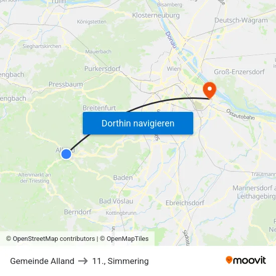 Gemeinde Alland to 11., Simmering map