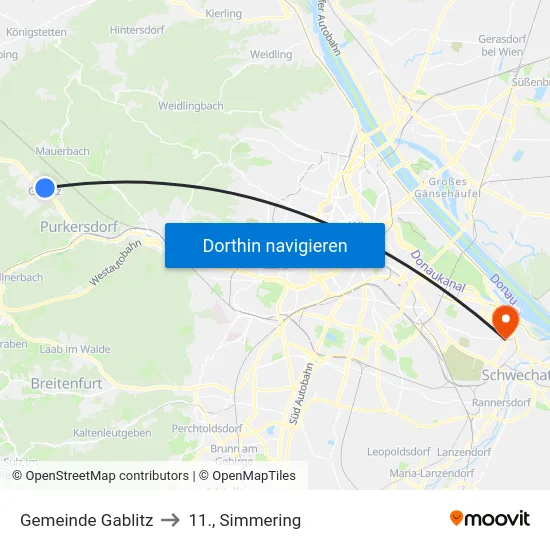 Gemeinde Gablitz to 11., Simmering map