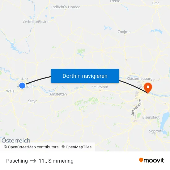 Pasching to 11., Simmering map