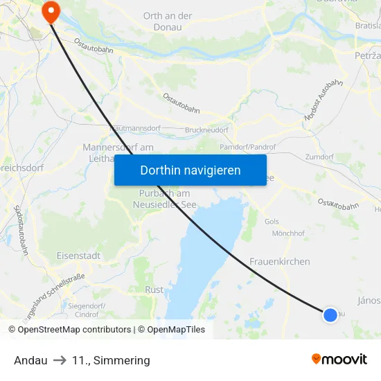 Andau to 11., Simmering map