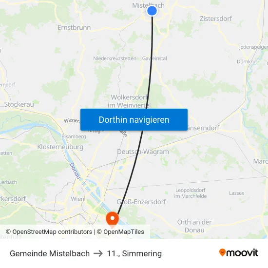 Gemeinde Mistelbach to 11., Simmering map
