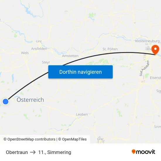 Obertraun to 11., Simmering map