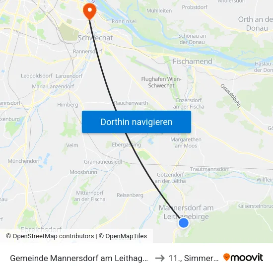Gemeinde Mannersdorf am Leithagebirge to 11., Simmering map