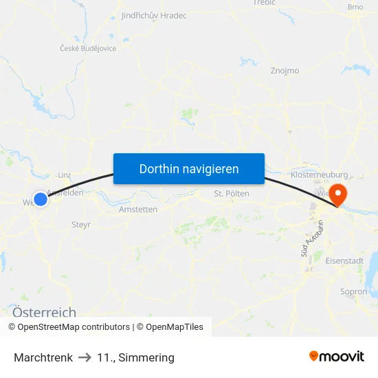 Marchtrenk to 11., Simmering map