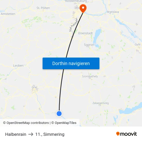 Halbenrain to 11., Simmering map