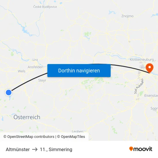 Altmünster to 11., Simmering map