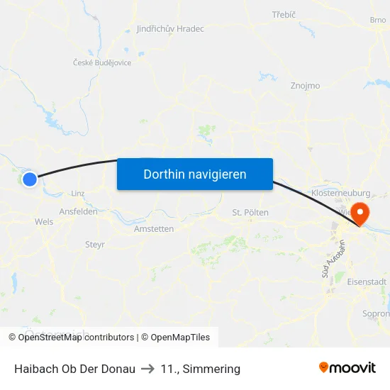 Haibach Ob Der Donau to 11., Simmering map