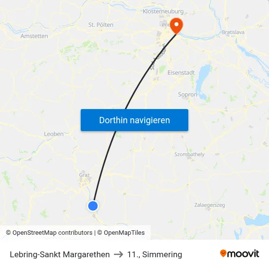 Lebring-Sankt Margarethen to 11., Simmering map