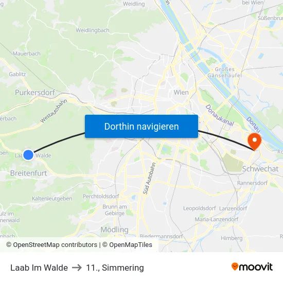 Laab Im Walde to 11., Simmering map