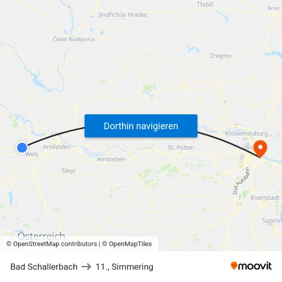 Bad Schallerbach to 11., Simmering map