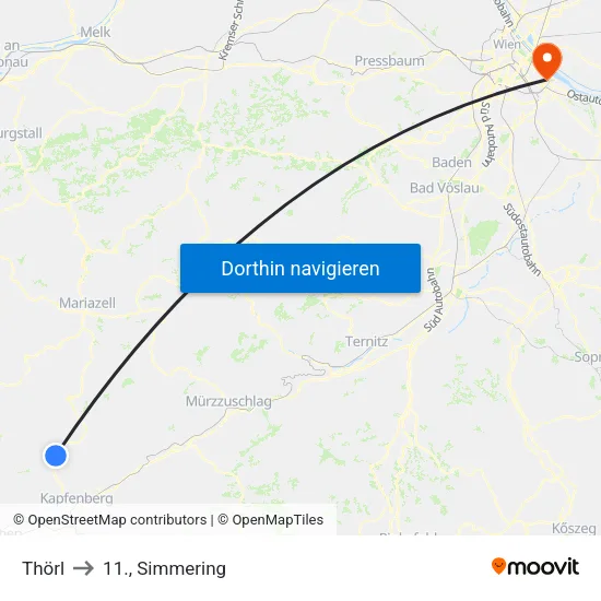 Thörl to 11., Simmering map