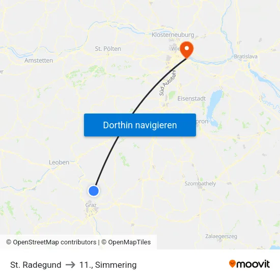 St. Radegund to 11., Simmering map