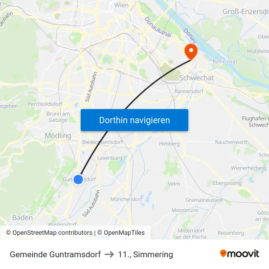 Gemeinde Guntramsdorf to 11., Simmering map