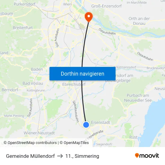Gemeinde Müllendorf to 11., Simmering map
