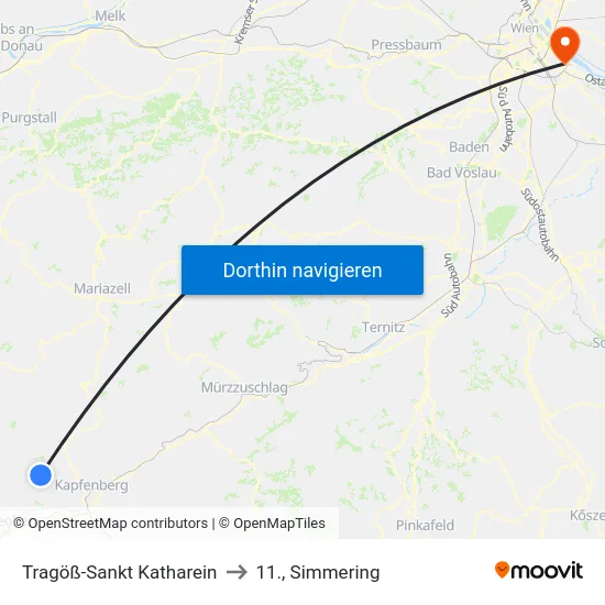 Tragöß-Sankt Katharein to 11., Simmering map