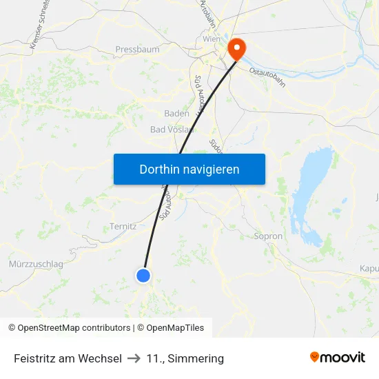 Feistritz am Wechsel to 11., Simmering map