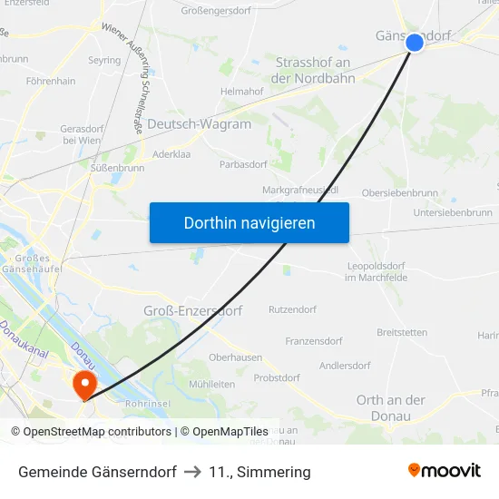 Gemeinde Gänserndorf to 11., Simmering map