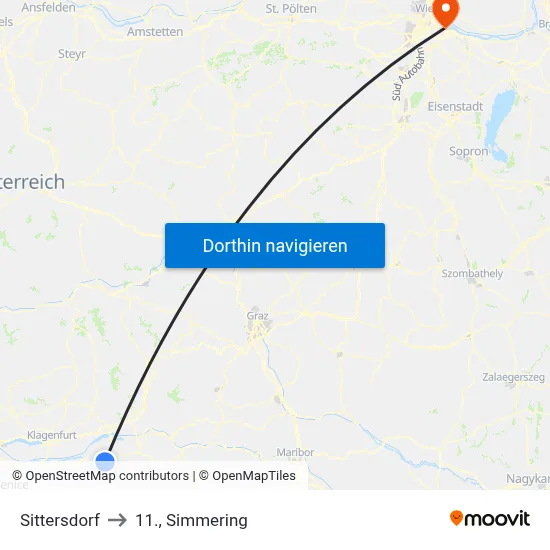 Sittersdorf to 11., Simmering map