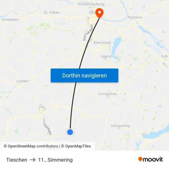 Tieschen to 11., Simmering map
