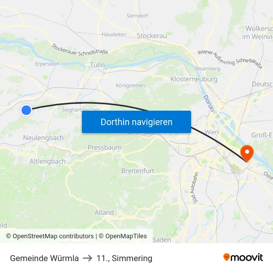 Gemeinde Würmla to 11., Simmering map