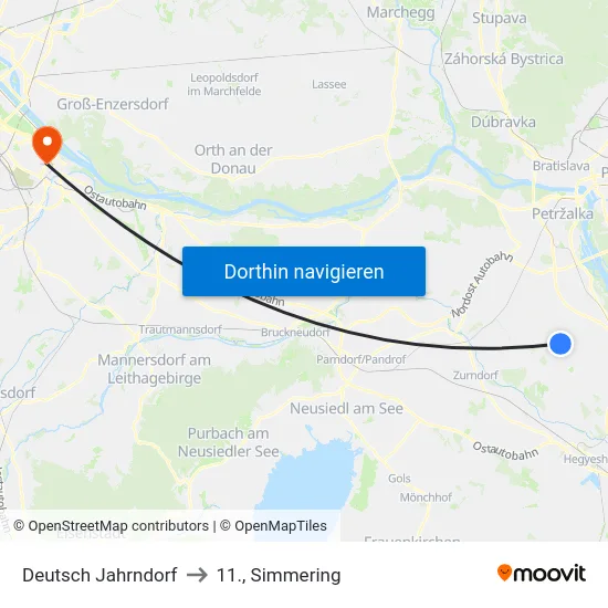 Deutsch Jahrndorf to 11., Simmering map