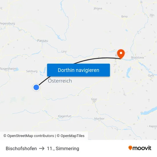 Bischofshofen to 11., Simmering map